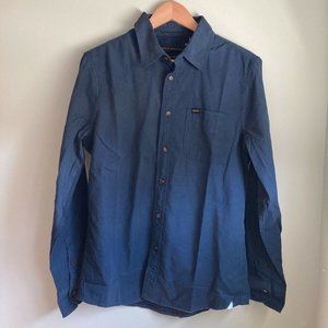 Deus Ex Machina Men's Large Navy Blue Garment Dye Long Sleeve Buttondown NWT